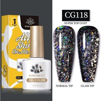 Born Pretty Silky White Serisi CG118 Siyah Işıltılı Kalıcı Simli Oje
