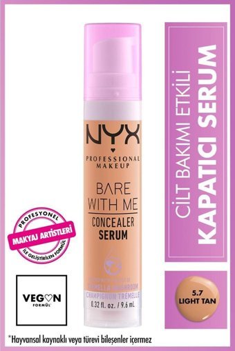 Nyx Bare With Me Light Tan Nemlendiricili Göz Altı ve Yüz Likit Serum Kapatıcı