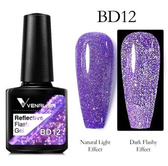 Venalisa Reflective Flash Disco BD12 Mor Işıltılı Kalıcı Simli Jel Oje