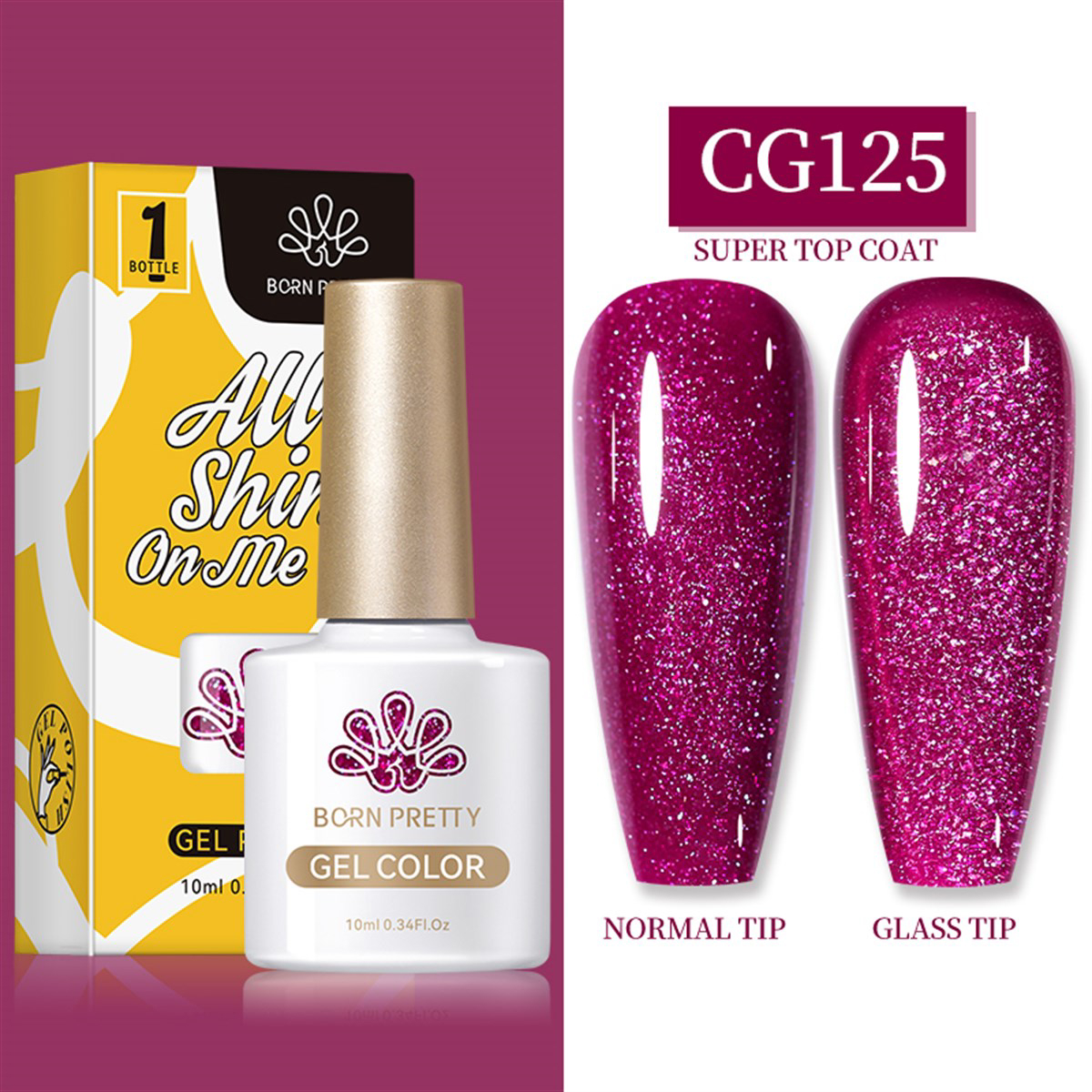 Born Pretty Silky White Serisi CG125 Mor Işıltılı Kalıcı Simli Oje