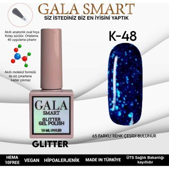 Gala Smart Glitter K48 Mavi Işıltılı Kalıcı Simli Oje
