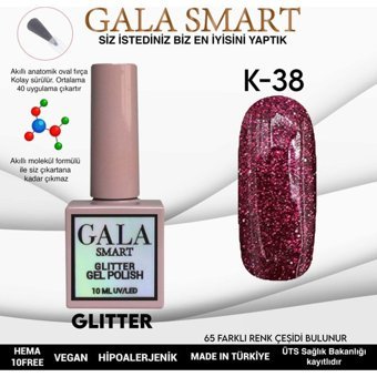 Gala Smart Glitter K38 Pembe Işıltılı Kalıcı Simli Oje