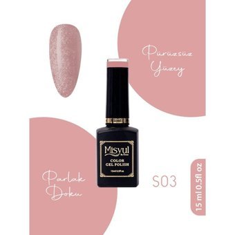 Misyul Nail Art S03 Pembe Işıltılı Kalıcı Simli Oje