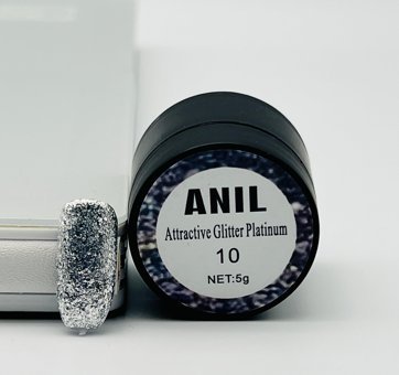 Anıl Professional Cosmetics Attractive Glitter Platinum 10 Siyah Işıltılı Kalıcı Simli Oje