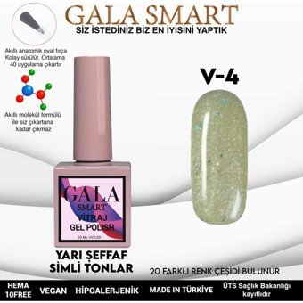 Gala Smart Vitraj V4 Gri Işıltılı Kalıcı Simli Oje
