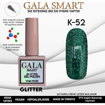 Gala Smart Glitter K52 Yeşil Işıltılı Kalıcı Simli Oje