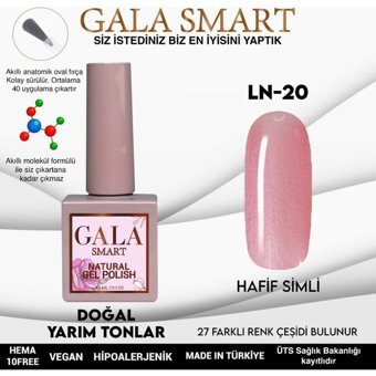 Gala Smart Natural LN20 Pembe Işıltılı Kalıcı Simli Oje