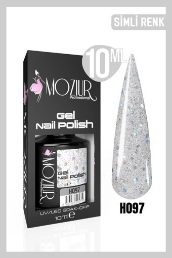Moziur H097 Gri Işıltılı Kalıcı Simli Oje