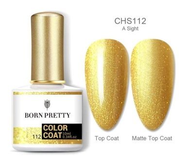 Born Pretty CHS112 Altın Sarısı Işıltılı Kalıcı Simli Oje