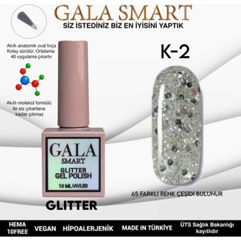 Gala Smart Glitter K02 Gri Işıltılı Kalıcı Simli Oje