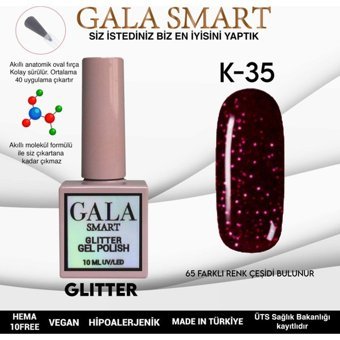 Gala Smart Glitter K35 Pembe Işıltılı Kalıcı Simli Oje