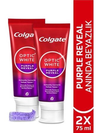 Colgate Optic White Purple Reveal Naneli Florürsüz Diş Macunu 2x75 ml