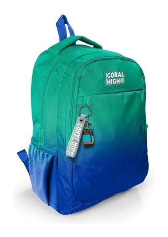 Coral High 3 Gözlü Mavi-Yeşil Ortaokul Unisex Sırt Çantası