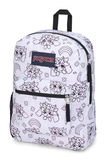 Jansport Cross Town Anime Emotions 2 Gözlü Beyaz-Siyah Lise Unisex Sırt Çantası