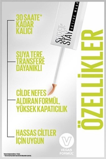 Maybelline Super Stay 10 Fair Nemlendiricili Göz Altı ve Yüz Likit Fırça Kapatıcı