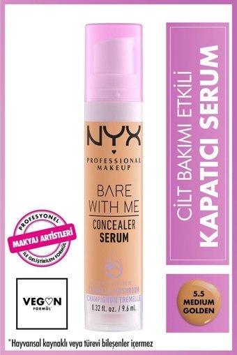 Nyx Bare With Me Medium Golden Nemlendiricili Göz Altı ve Yüz Likit Serum Kapatıcı