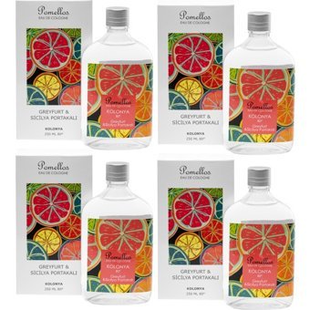 Pomellos 80 Derece Greyfurt Cam Şişe Kolonya 4x250 ml
