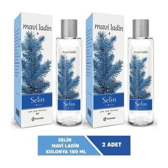 Selin Mavi Ladin Cam Şişe Kolonya 2x180 ml