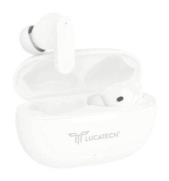 Lucatech Elegant Pro LT420 Samsung Redmi Oppo Huawei ile Uyumlu Çift Mikrofonlu 5.2 Silikonlu Kulakiçi Bluetooth Kulaklık Beyaz