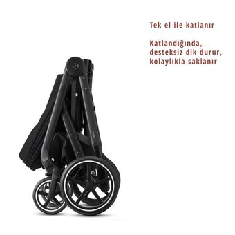 Cybex Balios S Lux Çift Yönlü Katlanır 360 Derece Dönebilen Tam Yatar Bebek Arabası Moon Black