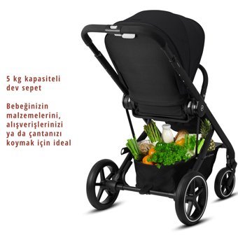 Cybex Balios S Lux Çift Yönlü Katlanır 360 Derece Dönebilen Tam Yatar Bebek Arabası Moon Black