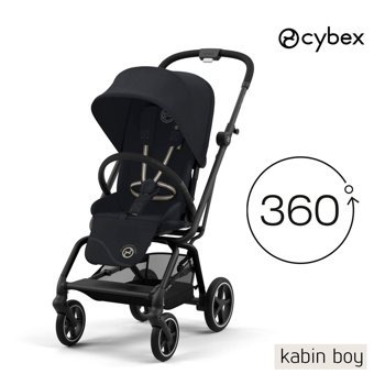 Cybex Eezy S Twist +2 Çift Yönlü Katlanır 360 Derece Dönebilen Tam Yatar Kabin Tipi Bebek Arabası Magic Black