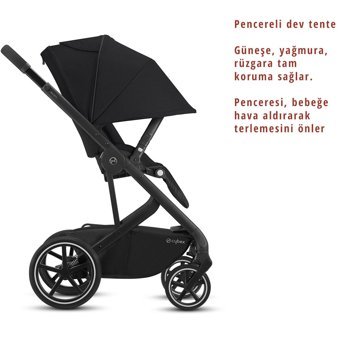 Cybex Balios S Lux Çift Yönlü Katlanır 360 Derece Dönebilen Tam Yatar Bebek Arabası Moon Black