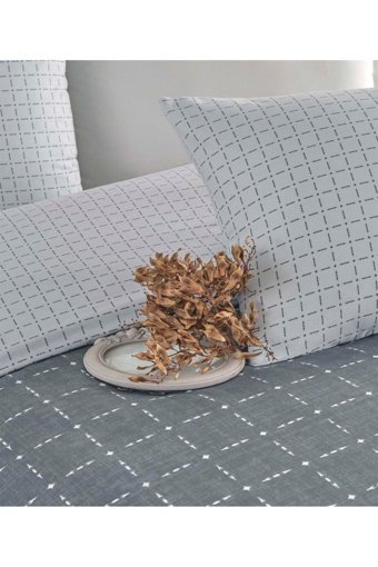 Altınbaşak Lewis Marble Pamuk 160x220 cm Çarşaflı Geometrik Tek Kişilik Nevresim Takımı Gri-Koyu Gri