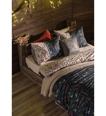 Doqu Home Festival Kokina Pamuk 160x220 cm Çarşaflı Kokina Çiçeği Tek Kişilik Nevresim Takımı Yeşil