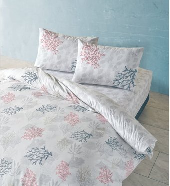 Doqu Home Marine Marina Pamuk 160x220 cm Lastikli Çarşaflı Marina Tek Kişilik Nevresim Takımı Beyaz