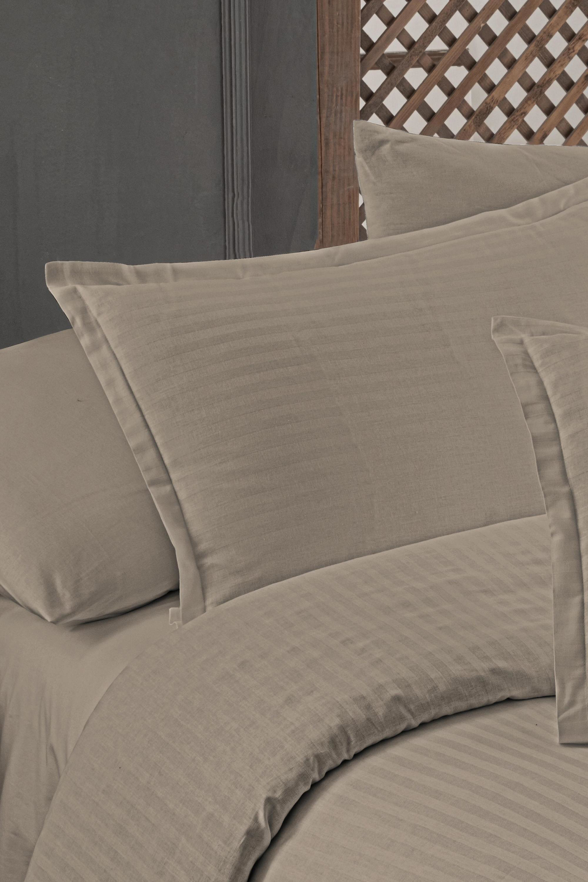 Altınbaşak Infinity Poplin 160x220 cm Çarşaflı Çizgili Tek Kişilik Nevresim Takımı Kahverengi