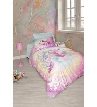 Cotton Box Junior Sirena Pamuk-Ranforce 160x220 cm Çarşaflı Unicorn Tek Kişilik Nevresim Takımı Mint