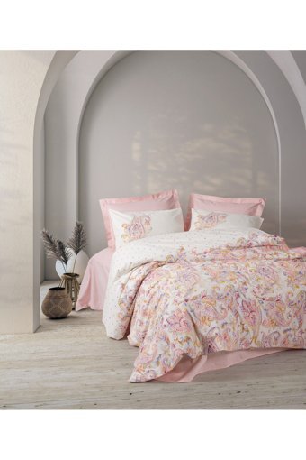 Cotton Box Muna Pamuk 160x220 cm Çarşaflı Bohem Tek Kişilik Nevresim Takımı Pembe