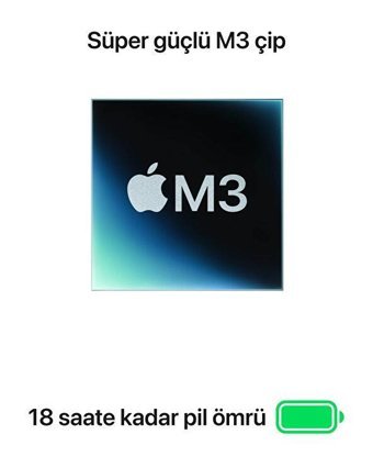 Apple Macbook Air M3 Çip MRYT3TU/A 8CPU 10GPU Çekirdekli 8 GB Ram 512 GB SSD 15.3 inç QHD+ macOS Sonoma Ultrabook Laptop Yıldız Işığı