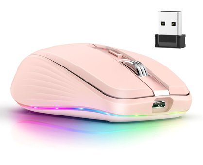 Generic RGB Ergonomik Kablosuz Pembe Optik Mouse
