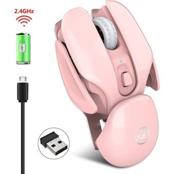 Jingyi RGB Sessiz Ergonomik Kablolu Pembe Optik Mouse