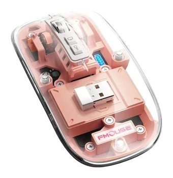 Hallow Kablosuz Şeffaf-Pembe Optik Mouse