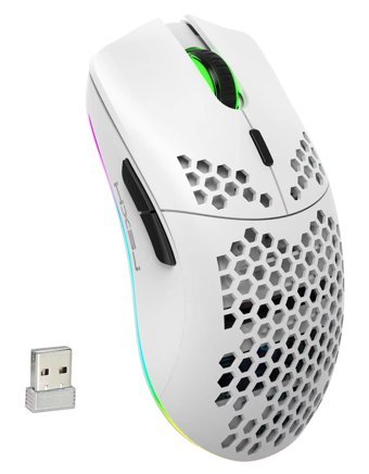 Qaohe T66 RGB Ergonomik Makrolu Kablosuz Beyaz Optik Gaming Mouse