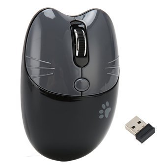 Haofy Kedi Görünümlü Kablosuz Siyah Optik Mouse