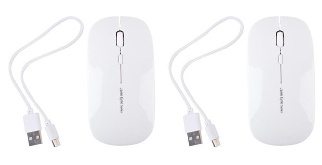 Partykindom Sessiz Kablosuz Beyaz Optik 2 Adet Mouse