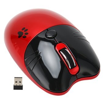 Bewinner Ergonomik Kablosuz Pati Desenli Kırmızı Optik Mouse