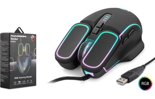 Hadron G350 RGB Makrolu Kablolu Siyah Optik Gaming Mouse