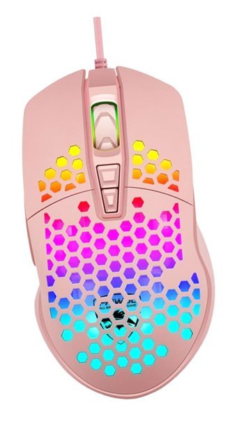 Hemobllo V9 RGB Makrolu Kablosuz Pembe Optik Gaming Mouse