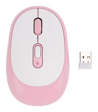 Elprico Sessiz Kablosuz Pembe-Beyaz Optik Mouse