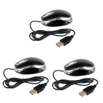 Hemobllo Sessiz Ergonomik Kablolu Siyah Optik 3 Adet Mouse