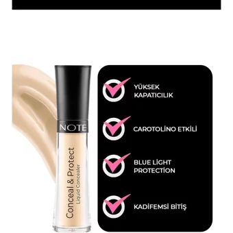 Note Conceal Protect 02 Nemlendiricili Göz Altı Likit Fırça Kapatıcı