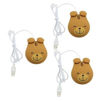 Hemobllo Ayı Şekilli Sessiz Kablolu Turuncu Optik 3 Adet Mouse