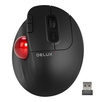 Delux Ergonomik Makrolu Kablosuz Siyah V-Track Mouse