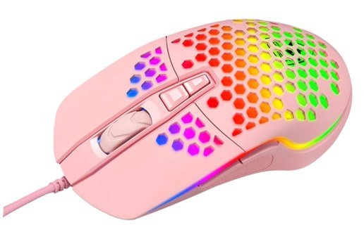 Hemobllo V9 RGB Ergonomik Makrolu Kablolu Pembe Optik Gaming Mouse