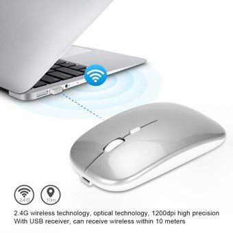 Ccylez Sessiz Ergonomik Kablosuz Gümüş Optik Mouse